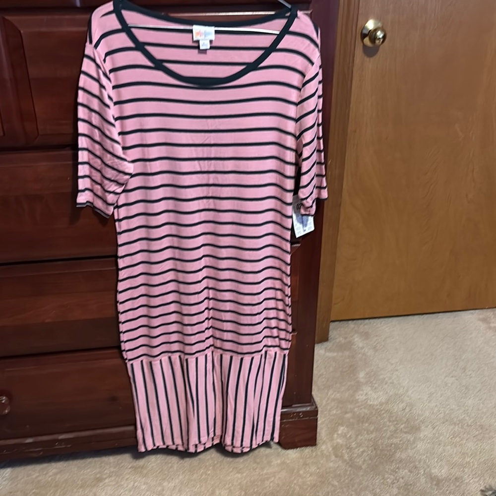 Pink and Black Striped Dress